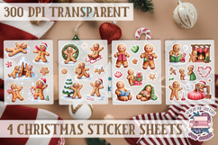 Christmas Gingerbread mans Watercolor Sticker Sheet Winter Product Image 1