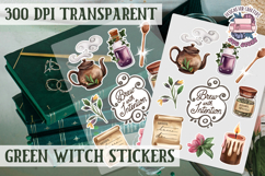 Green Witch sticker sheet Magic Scrapbook PNG Herbs Spells Product Image 1