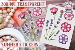 Summer Vibes sticker sheet Beach Scrapbook PNG Flowers Product Image 1