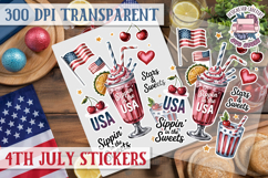 4th July sticker sheet USA Scrapbook PNG Independent Day Product Image 1