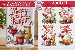 Christmas Cocktail Towels Clipart Sublimation 4 PNG Product Image 1