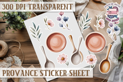 Cozy sticker sheet Flowers Scrapbook PNG Provence Product Image 1