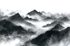 Black White Fog Mountain Background Product Image 1