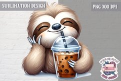 Cute Animal coffee lover Sublimation Design PNG Spring Product Image 1