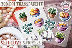 Self Love sticker sheet Scrapbook PNG Nature Watercolor Yoga Product Image 1