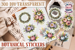Botanical sticker sheet Spring Botanical PNG flowers Product Image 1
