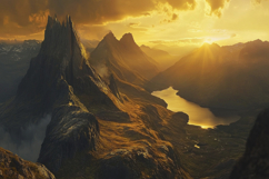 Mountains and Sun Background Wallpaper Product Image 1