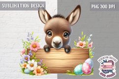 Cute Easter Animal with board Sublimation Design PNG Spring Product Image 1