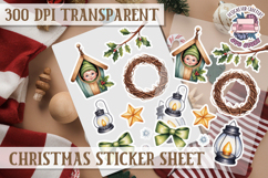 Christmas Watercolor Sticker Sheet Winter Cute Holiday PNG Product Image 1