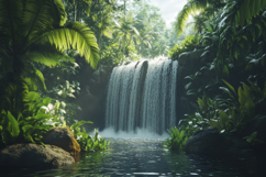 Forest Waterfall Background Wallpaper Product Image 1