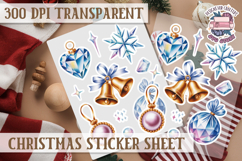 Christmas Watercolor Sticker Sheet Winter Cute Holiday PNG Product Image 1