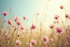Pink Cosmos Flowers Background Wallpaper Product Image 1