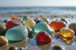 Sea Glass Found on a Beach Background Wallpaper Product Image 1