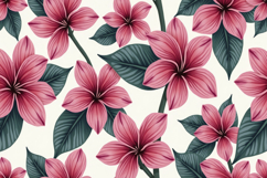 Tropical Flowers and Leaves Background Wallpaper Product Image 1