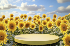 Podium with Suflowers Background Wallpaper Product Image 1