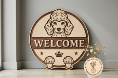 Poodle Welcome Sign SVG, Laser Cut Dog Door Hanger Product Image 1