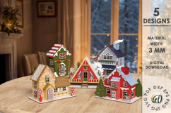 3D Christmas Houses Bundle Laser Cut. Christmas Decor SVG Product Image 1
