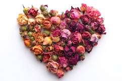 Heart Shaped Dried Rose with White Background Product Image 1