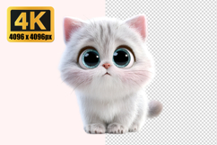 Fluffy White Kitten Transparent PNG Product Image 1