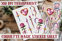 Coquette Magic sticker sheet Flowers Scrapbook PNG Bows Product Image 1