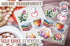 Self Love sticker sheet Scrapbook PNG Nature Watercolor Yoga Product Image 1