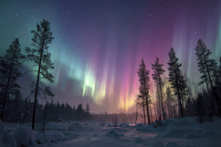 Colorful Aurora Borealis Forest Background Product Image 1