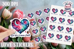 Love sticker Sheet Valentine Day Love You to the moon Product Image 1