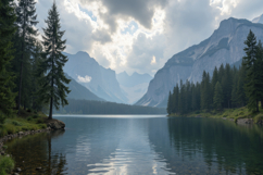 Greenery Mountain Lake Background Product Image 1