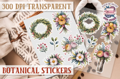 Botanical sticker sheet Spring Botanical PNG flowers Product Image 1