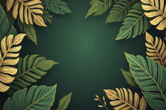 Golden Green Leaves Border background Product Image 1