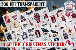 Gothic Christmas Watercolor Sticker Sheet Winter Scary PNG Product Image 1