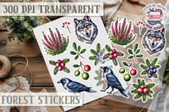 Forest Animals sticker sheet Scrapbook PNG Nature Watercolor Product Image 1