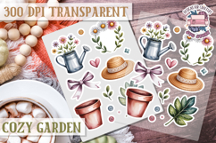 Cozy Garden sticker sheet Flowers Botanical PNG Cute Product Image 1