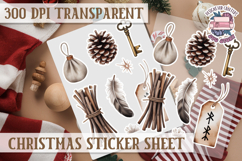 Christmas Watercolor Sticker Sheet Winter Cute Holiday PNG Product Image 1