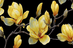 Yellow Flowers with Dark Background Wallpaper Product Image 1