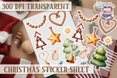 Christmas Watercolor Sticker Sheet Winter Cute Holiday PNG Product Image 1