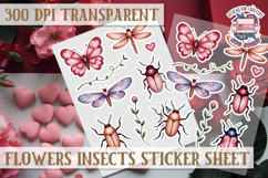 Flowers Insect sticker sheet Bugs Scrapbook PNG Butterfly Product Image 1