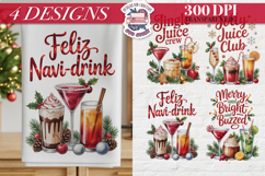 Christmas Cocktail Towels Clipart Sublimation 4 PNG Product Image 1