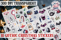 Gothic Christmas Watercolor Sticker Sheet Winter Scary PNG Product Image 1