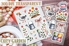 Cozy Garden sticker sheet Flowers Botanical PNG Cute Product Image 1