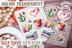 Self Love sticker sheet Scrapbook PNG Nature Watercolor Yoga Product Image 1