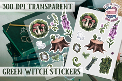 Green Witch sticker sheet Magic Scrapbook PNG Herbs Spells Product Image 1