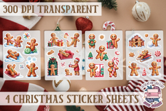 Christmas Gingerbread mans Watercolor Sticker Sheet Winter Product Image 1