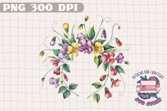 Sweet pea and wildflower Floral Clipart Sublimation Design Product Image 1