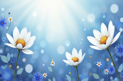 Flowers Against a Bright Blue Background Wallpaper Product Image 1