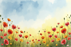 Orange, and Yellow Poppies Background Wallpaper Product Image 1