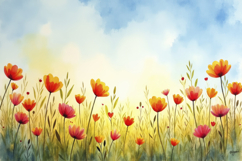 Watercolor Painting Flowers Background Wallpaper Product Image 1