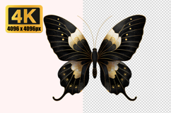 Butterfly with Gold and White Accents Transparent PNG Product Image 1