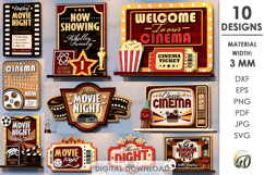 3D Home Cinema Signs Bundle Laser Cut. Wall Decor SVG Product Image 1