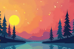 Cartoon Sun Forest Background Product Image 1